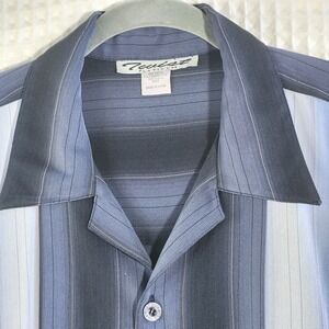 Twist Shirt Platinum Mens Short-Sleeve Blue gray Striped ButtonUp Relaxed M Golf